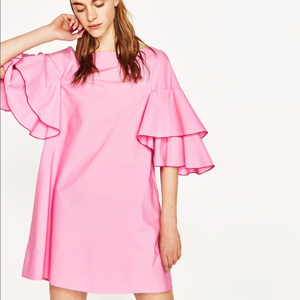 Zara Link Frilled Sleeves Dress